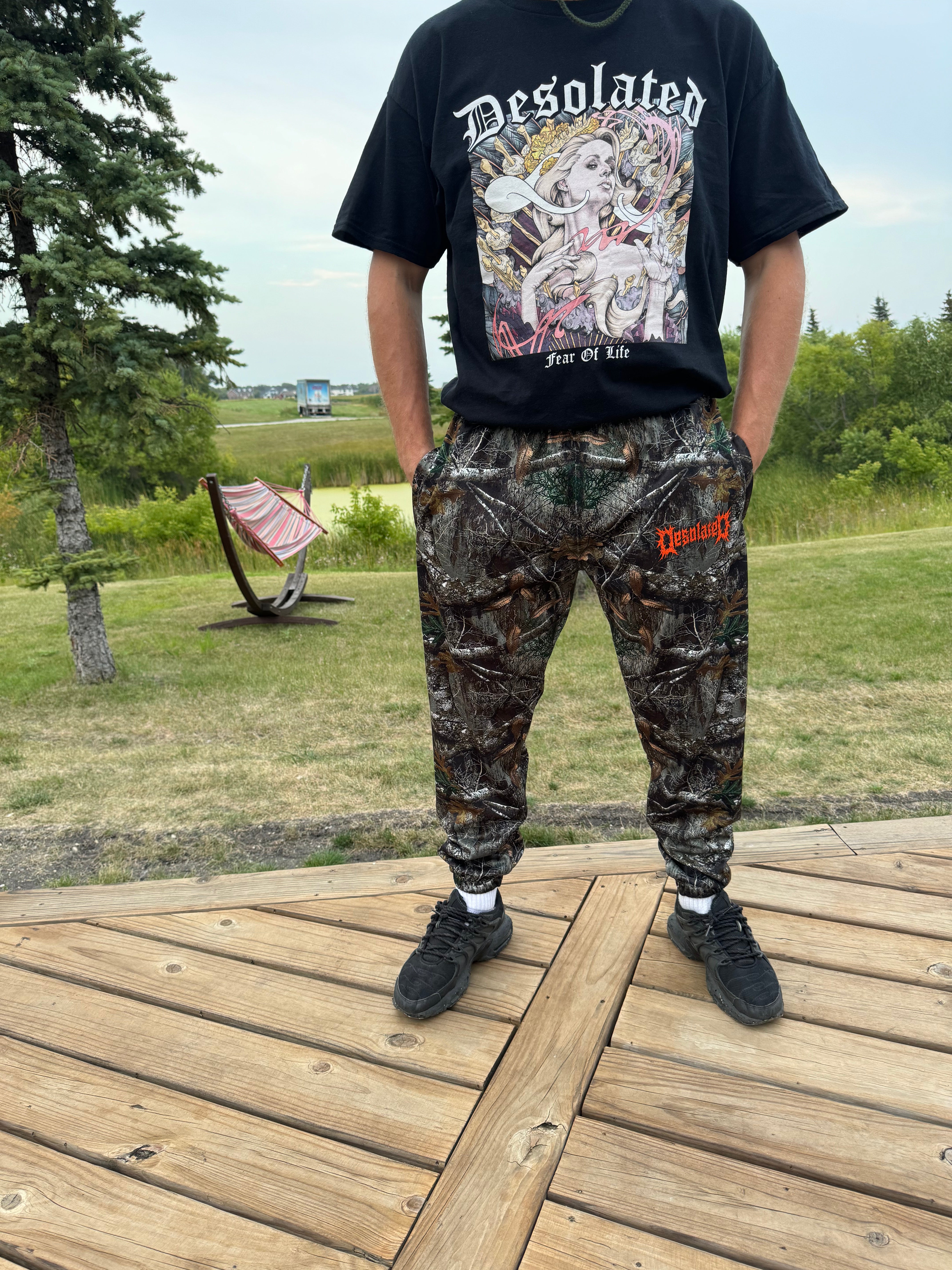 Desolated Real-Tree Camo Mesh Sweatpants