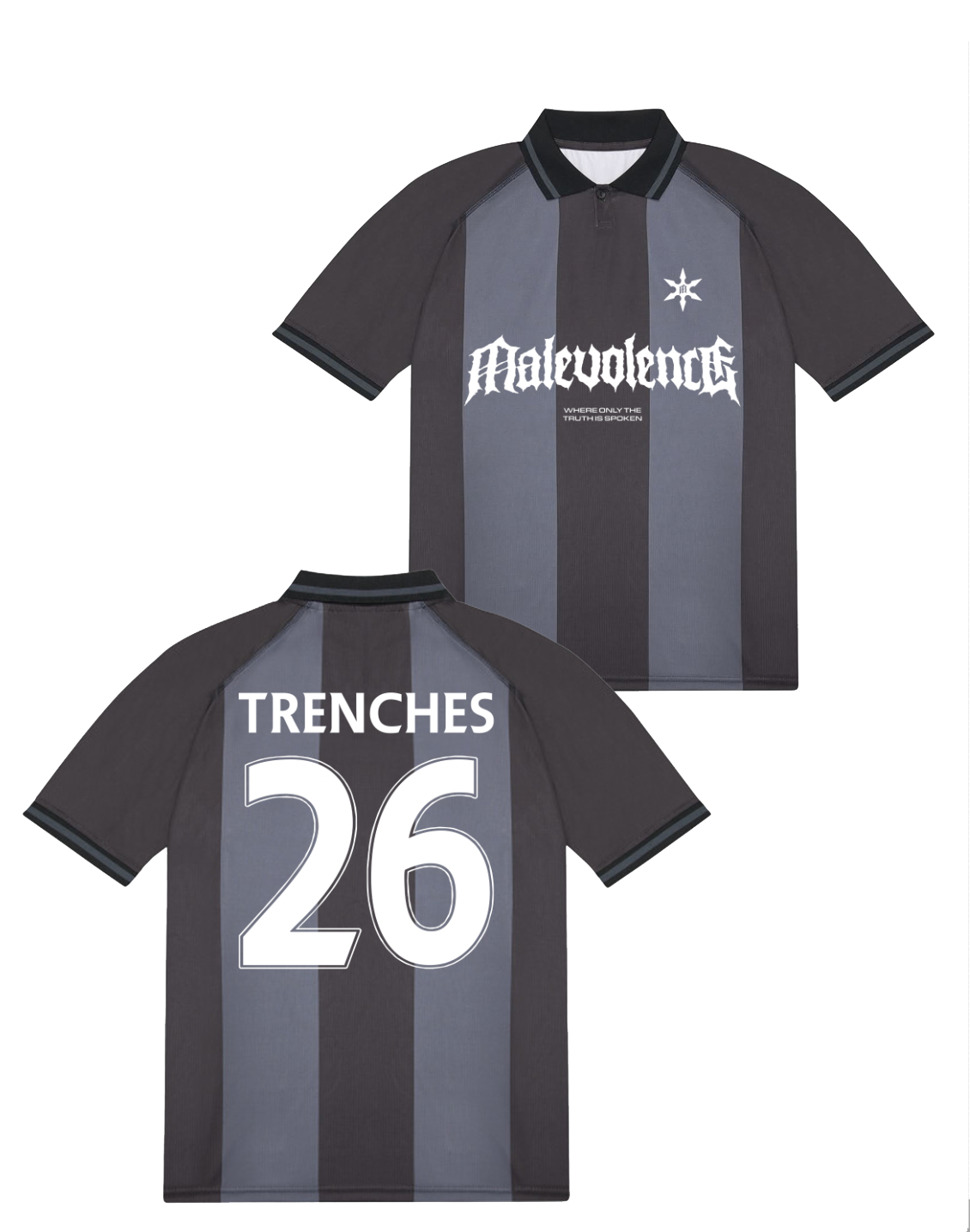 Malevolence - Striped Football Top – MLVLTD MUSIC