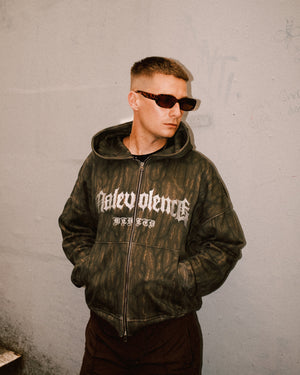 Malevolence Camo Zip Up Hoodie