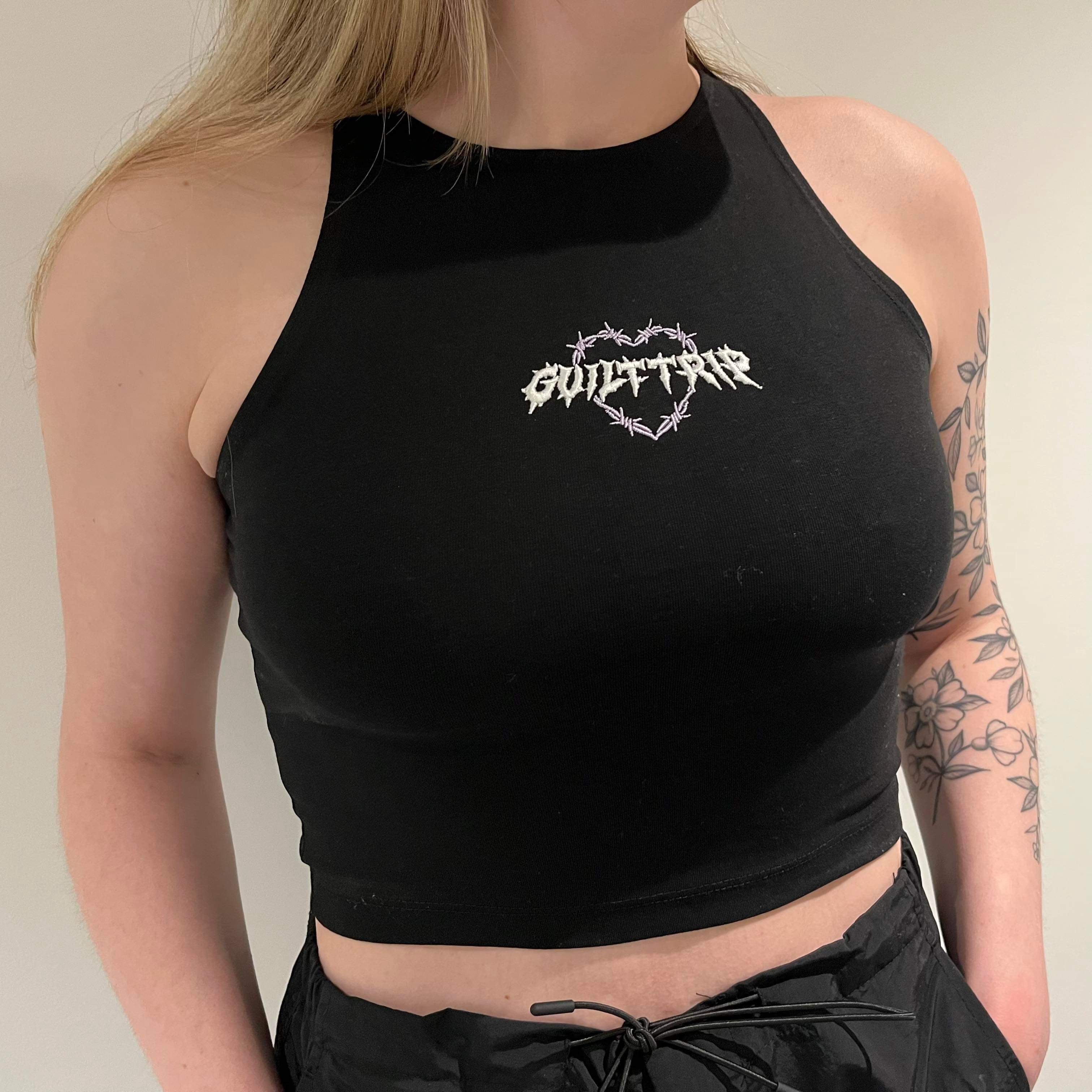 Guilt Trip Embroidered Crop Top